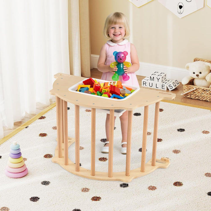 DREAMADE Montessori Kletterbogen, Bogenwippe mit abnehmbarem &amp; faltbarem Aufbewahrungsbehälter, Klet