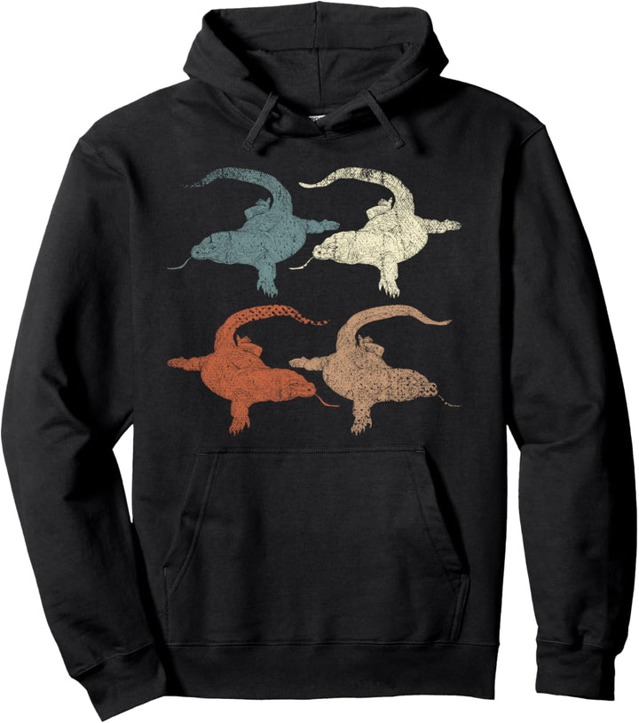 Reptilien Indonesien Echse Waran Retro Komodowaran Pullover Hoodie