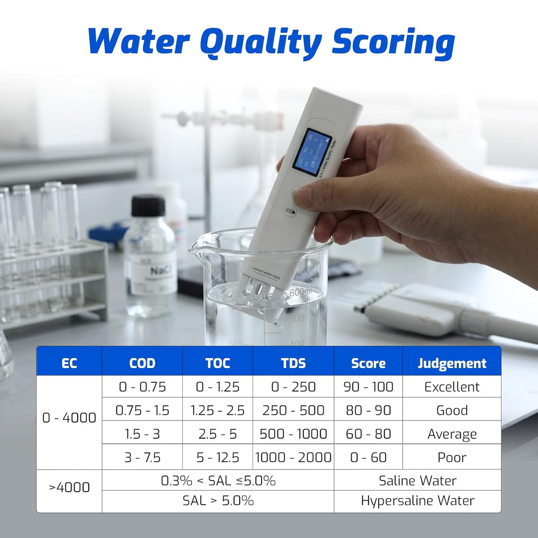 Multiparameter 9-in-1 Wasserqualitäts-Tester-Stift COD TOC UV275 TDS EC Salinity Härte SG Temp-Meter