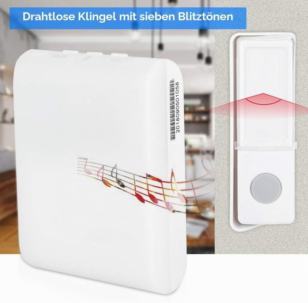 Kabellose Türklingel, Tauber Anrufer, älter Taub, mit 7 Farbtönen, wasserdicht, elektrisch, Türkling