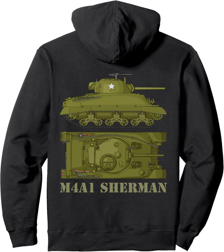 M4A1 Sherman WW2 American Tank Diagramm Pullover Hoodie