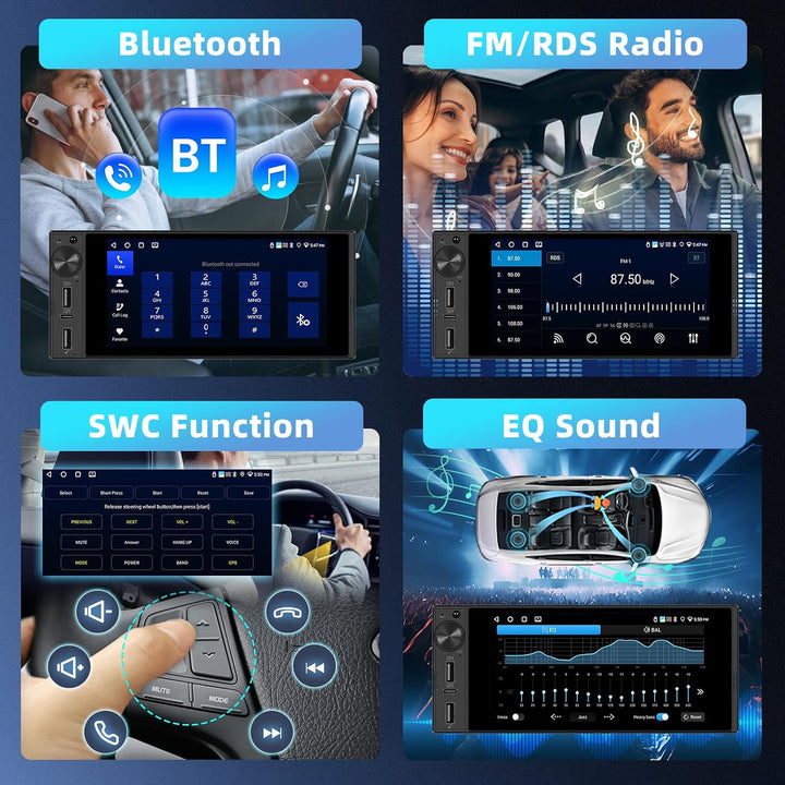 4GB+64GB 1 Din Autoradio mit Kabellosen CarPlay, 6 Zoll Bildschirm Touchscreen Android Auto Stereo m