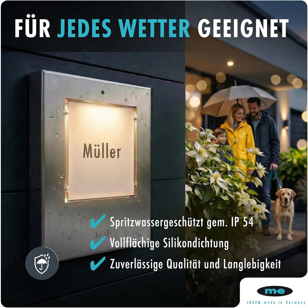 m-e BELL-5016 EG Funkklingel Edelstahl gebürstet 1 Taster &amp; 230V Empfänger Edelstahl Gebürstet / Wei