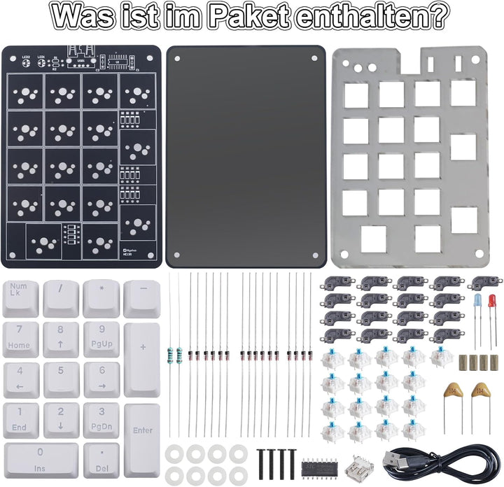 Löt Bausatz, DIY Numpad Keypad USB-Nummerntastenfeld &amp; Pfeiltasten Mini-Mechanische Tastatur, 18 Tas