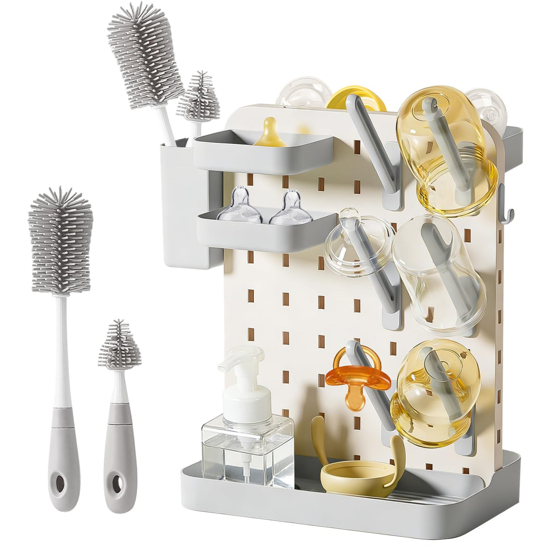 auvstar Trockenständer Babyflaschen mit Flaschenbürsten Set,Abtropfgestell Flaschen Baby,Platzsparen