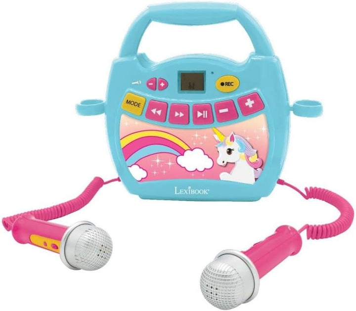 Lexibook Einhorn - Mein erster Karaoke-Musikplayer mit Mikrofonen, kabellos, Aufnahme- und Stimmwech