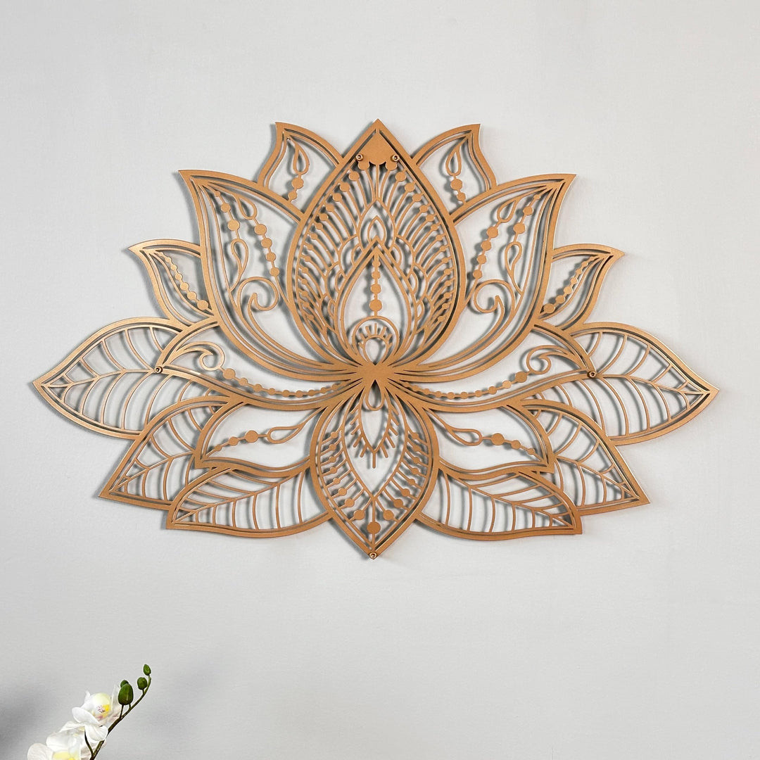 IWA CONCEPT 3D Mandala Metall Wanddekoration | Lotusblume Dekoration für Zuhause | Schlafzimmer Meta