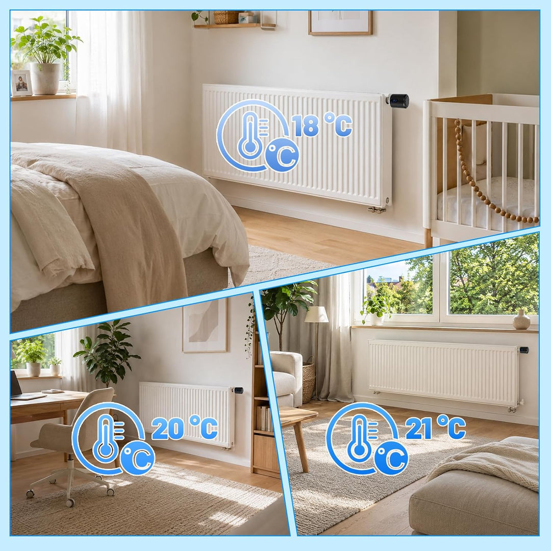 Heizkörperthermostat, WiFi Smartes Heizungsthermostat mit APP-Steuerung, inkl. 5 Adapter, kein Gatew