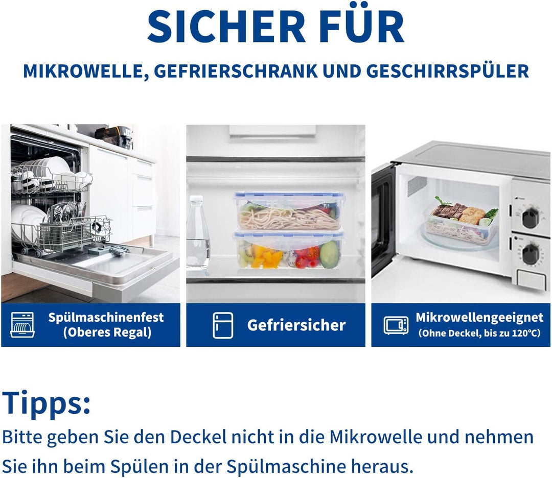 3 PACK Kunststoff Frischhaltedosen mit Deckel Luftdicht (1,15L) 1,15L (3er-Set), 1,15L (3er-Set)