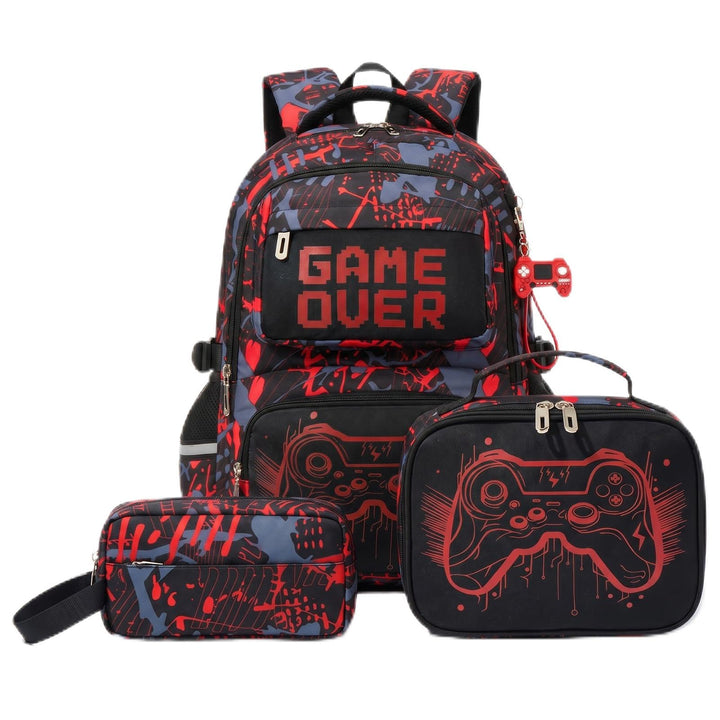 Schulrucksack Jungen Teenager 3 Teilig, Schultasche Kinder für 3. bis 7. Klasse mit Lunch Tasche Fed