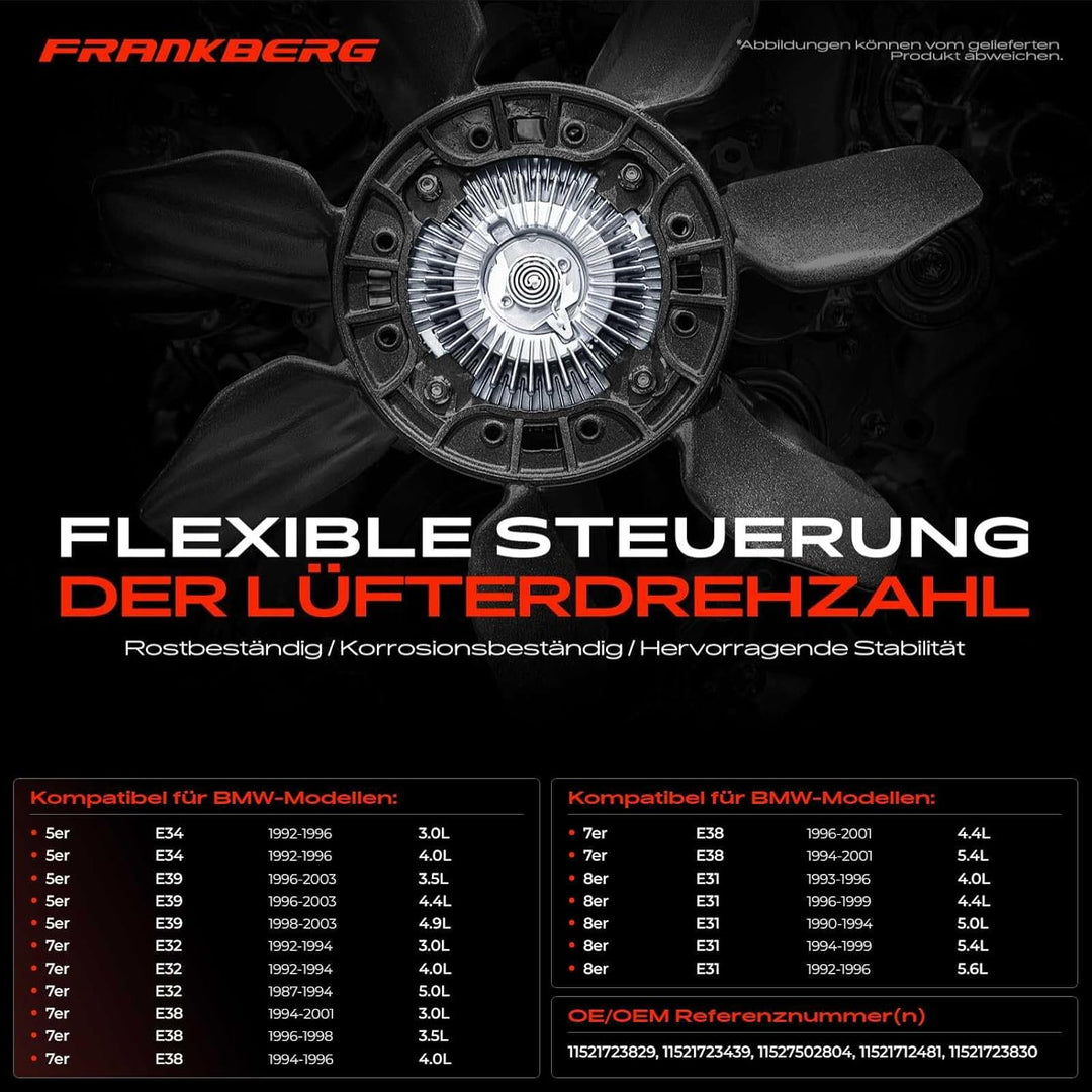 Frankberg Viscokupplung Kühlerlüfter Ventilator für 5er E34 E39 7er E32 E38 8er E31 1987-2004 115217