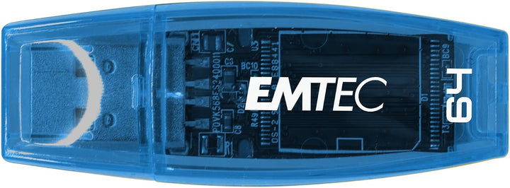 EMTEC C410 Neon 64GB Flash Drive - USB 2.0 - Transparent Neon mit Kappe, 2 Stück 2-Pack 64GB, 2-Pack