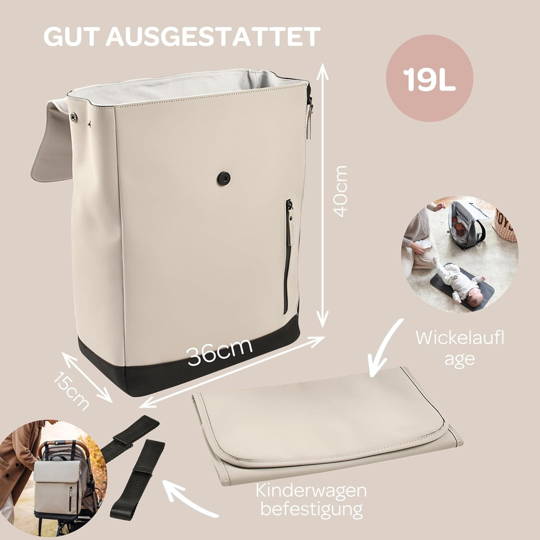 Béaba, Wickeltasche, Rucksack, Wasserdicht Beige, Beige