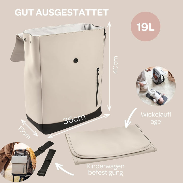 Béaba, Wickeltasche, Rucksack, Wasserdicht Beige, Beige