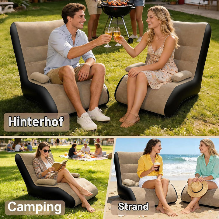 KingSom Aufblasbares Sofa, Aufblasbare Couch mit Armlehne, Camping Sofa Aufblasbares Luftsofa, Wasse