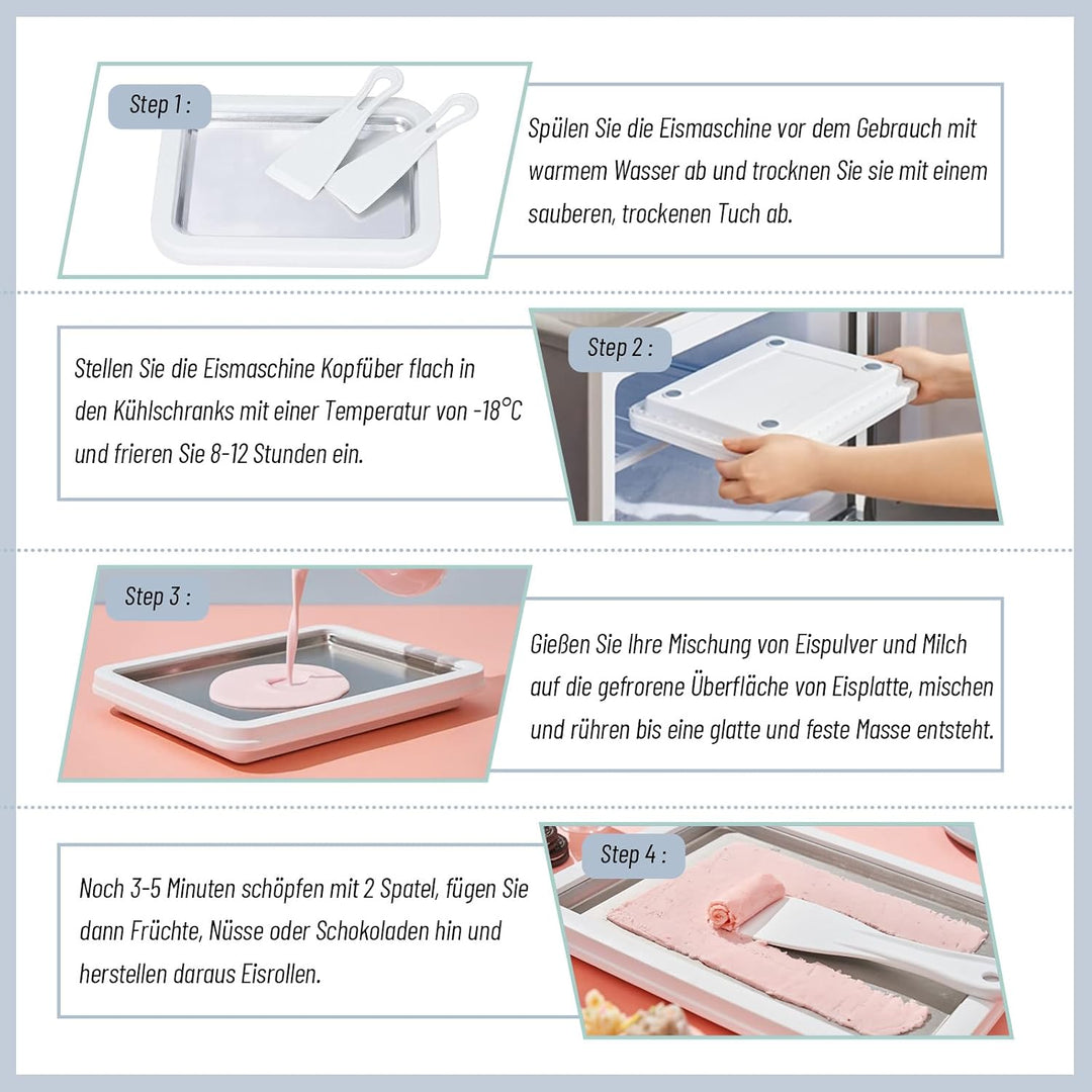 Eisplatte Eis Rolls zum Eis Machen DIY, Ice Cream Machine rolls maker mit 2 Spateln, Gelato Rollmasc