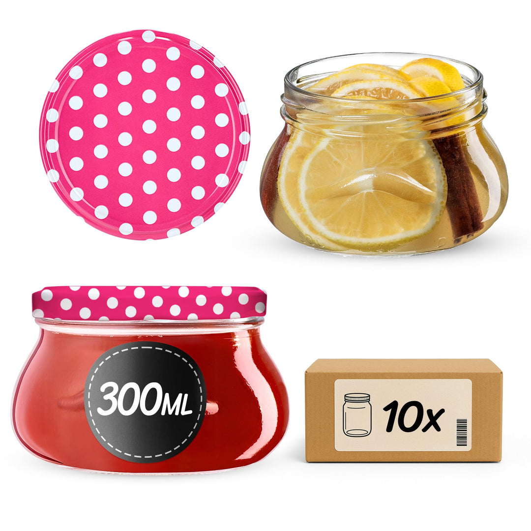 KADAX 10er Set Marmeladengläser 300ml TO82, Einmachgläser Vorratsgläser Mason Jar mit Schraubdeckel,