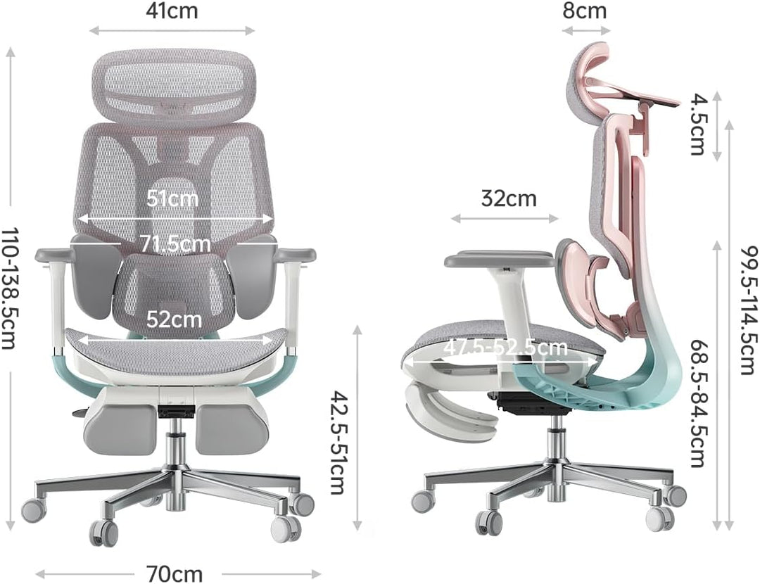Hbada E3 Pro Ergonomischer Bürostuhl mit 3-Zonen dynamischer Lendenwirbelstütze, 4D verstellbare Kop