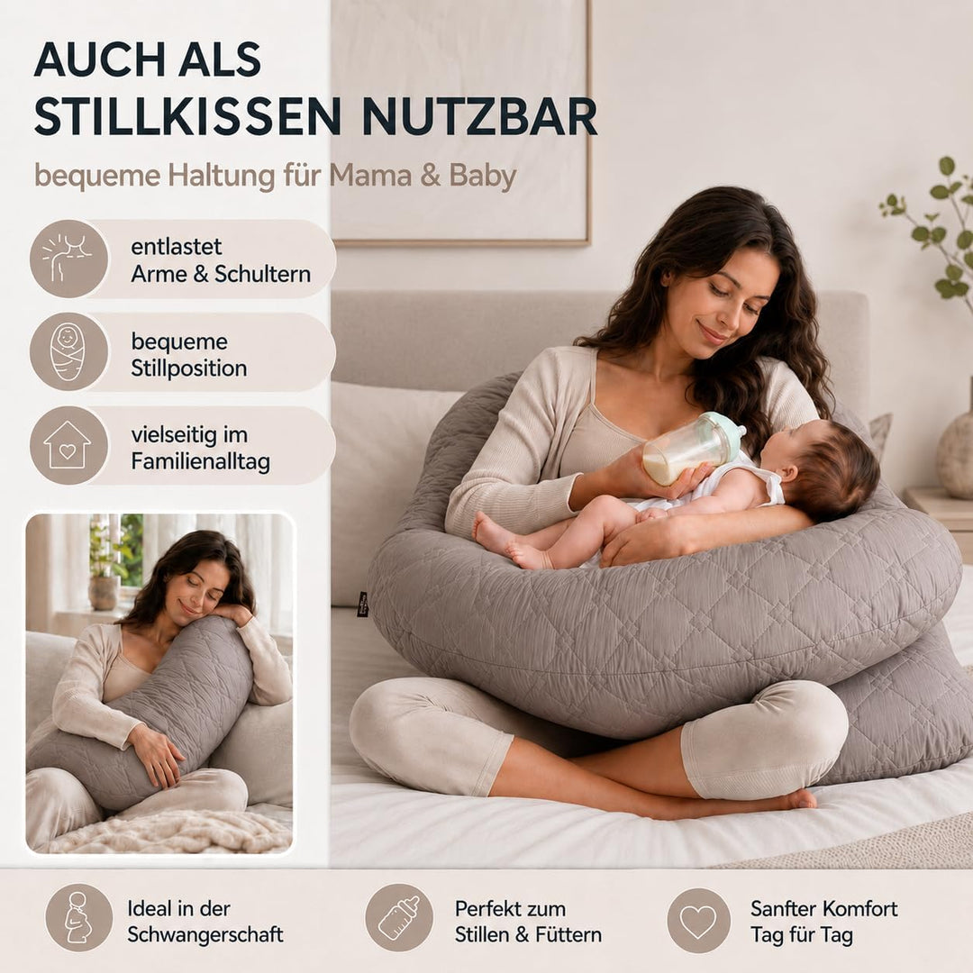 sei Design Seitenschläferkissen Schwangerschaftskissen U-förmiges Ganzkörperkissen Stillkissen XXL -