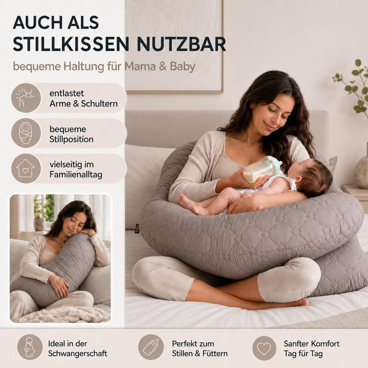 sei Design Seitenschläferkissen Schwangerschaftskissen U-förmiges Ganzkörperkissen Stillkissen XXL -
