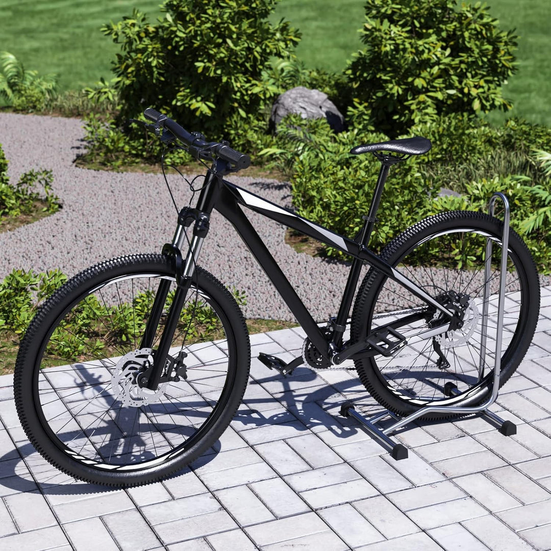 4 x WELLGRO® Fahrradständer - Stahl, sicherer Stand - Farbe silber