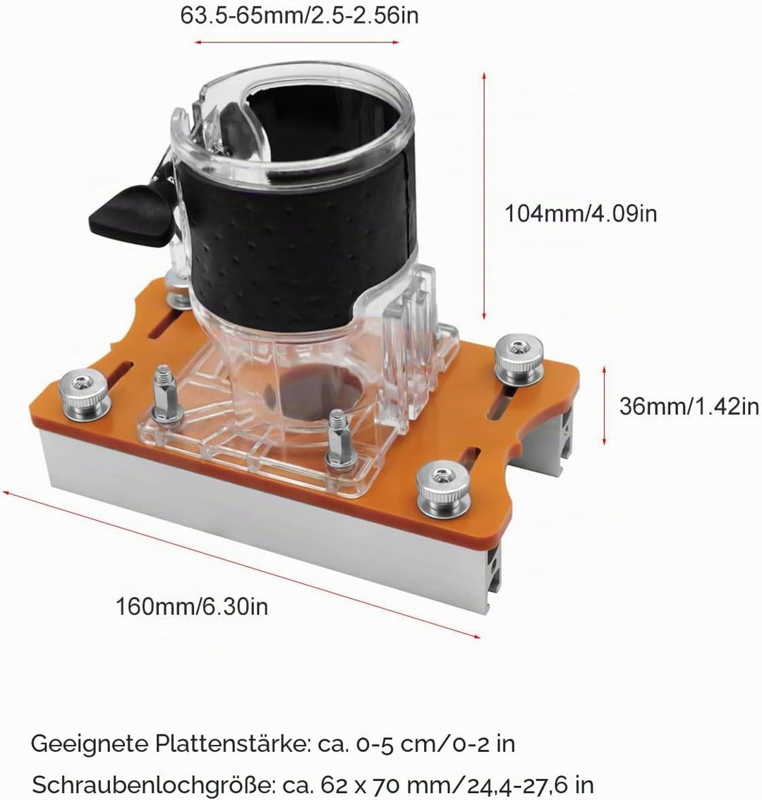 2-in-1-Holz-Router-Basis, Kompakte Holz-Palmen-Router-Basis aus Aluminiumlegierung, Router-Schlitzha