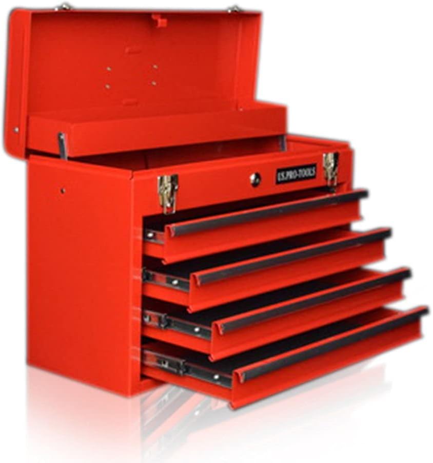 ORIGINAL US PRO TOOLS TOOL BOX TOOL CABINET 4 DRAWER HAND HELD TOOL CHEST PORTABLE RED by us pro too