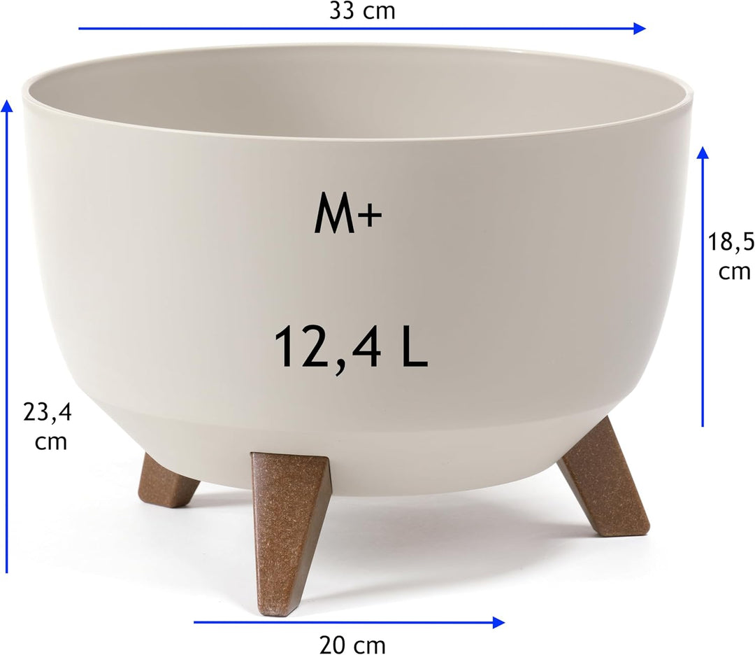 MELTOM Blumentopf mit Füssen Ø 33 cm Baumwolle Übertopf mit Drainageboden Baumwolle M+ 33 cm, Baumwo