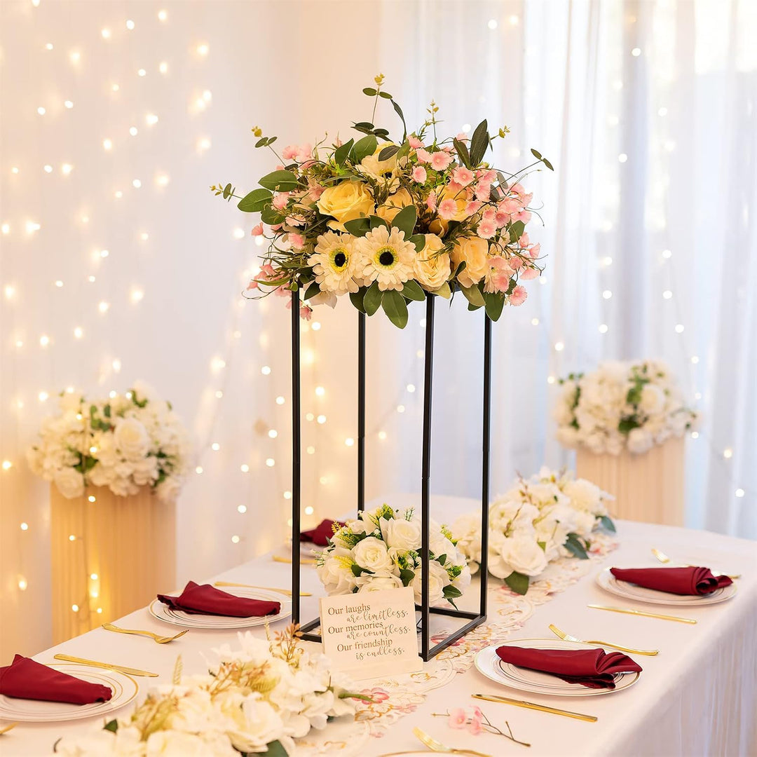 Sziqiqi 60cm Schwarz Vase mit Platte Hochzeit Mittelstücke für Tischdekoration – 2 Stück Hoch Vase G