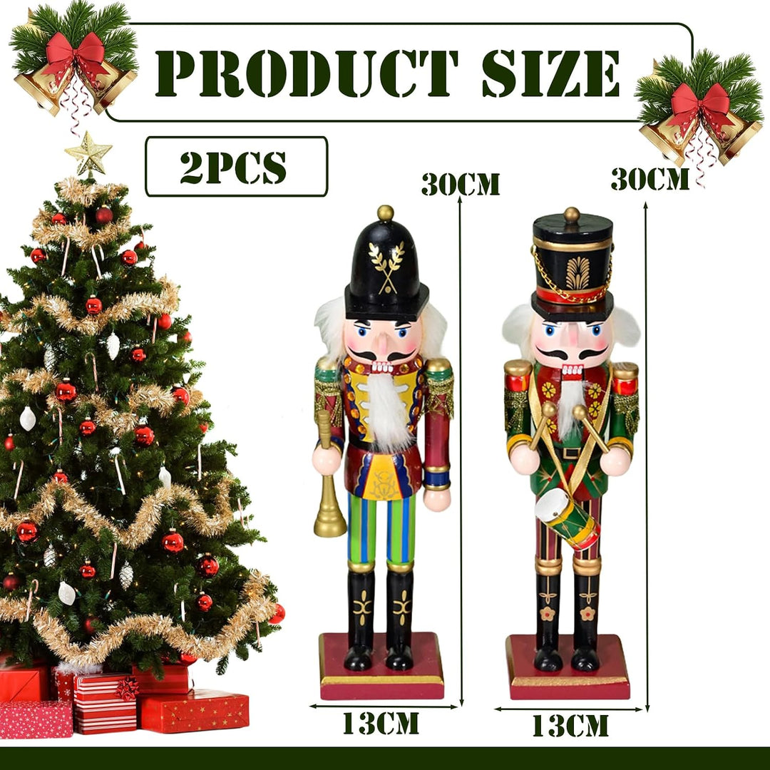 30cm Weihnachten Nussknacker Figur,2 Stück Holz Nussknacker Soldat Grosse Traditionelle Weihnachtsde