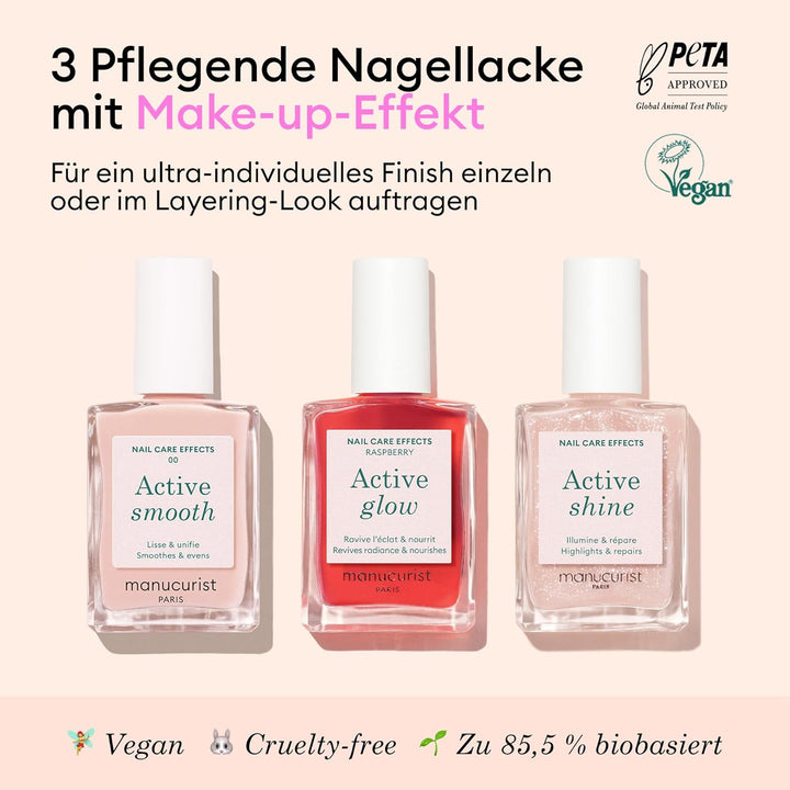 Manucurist Active Icons Trio Nagellack Set | Active Smooth 00, Active Shine, Active Glow Raspeberry