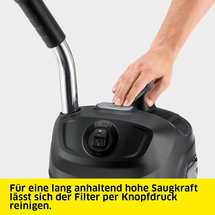Kärcher AD 2 Aschesauger und Trockensauger (mit Filterreinigung, 14-Liter-Metallbehälter, Reinigung