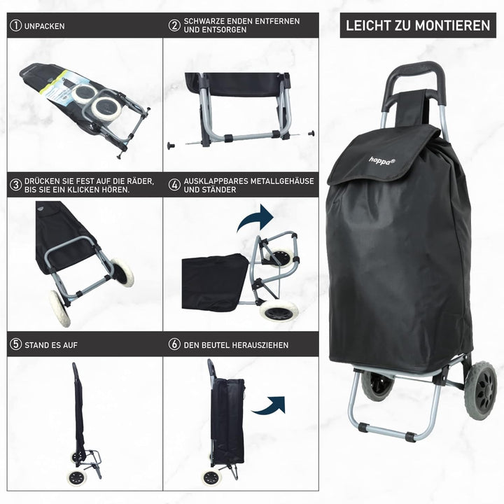Hoppa Large 27", Schwarz, Leichtes und strapazierfähiges Microfaser Material, Einkaufs Trolley auf R
