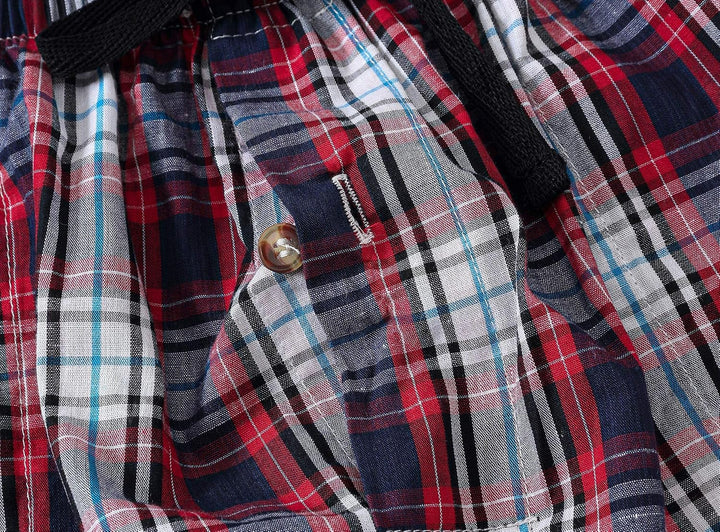 MoFiz Herren Kurze Pyjamahose Baumwolle Schlafshorts Karierte Schlafanzughose Freizeithose Karo Loun
