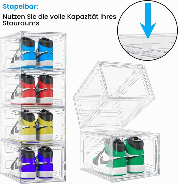 Schuh-Aufbewahrungsboxen, transparent, stapelbar, Kunststoff, Aufbewahrungsboxen, transparente Schuh