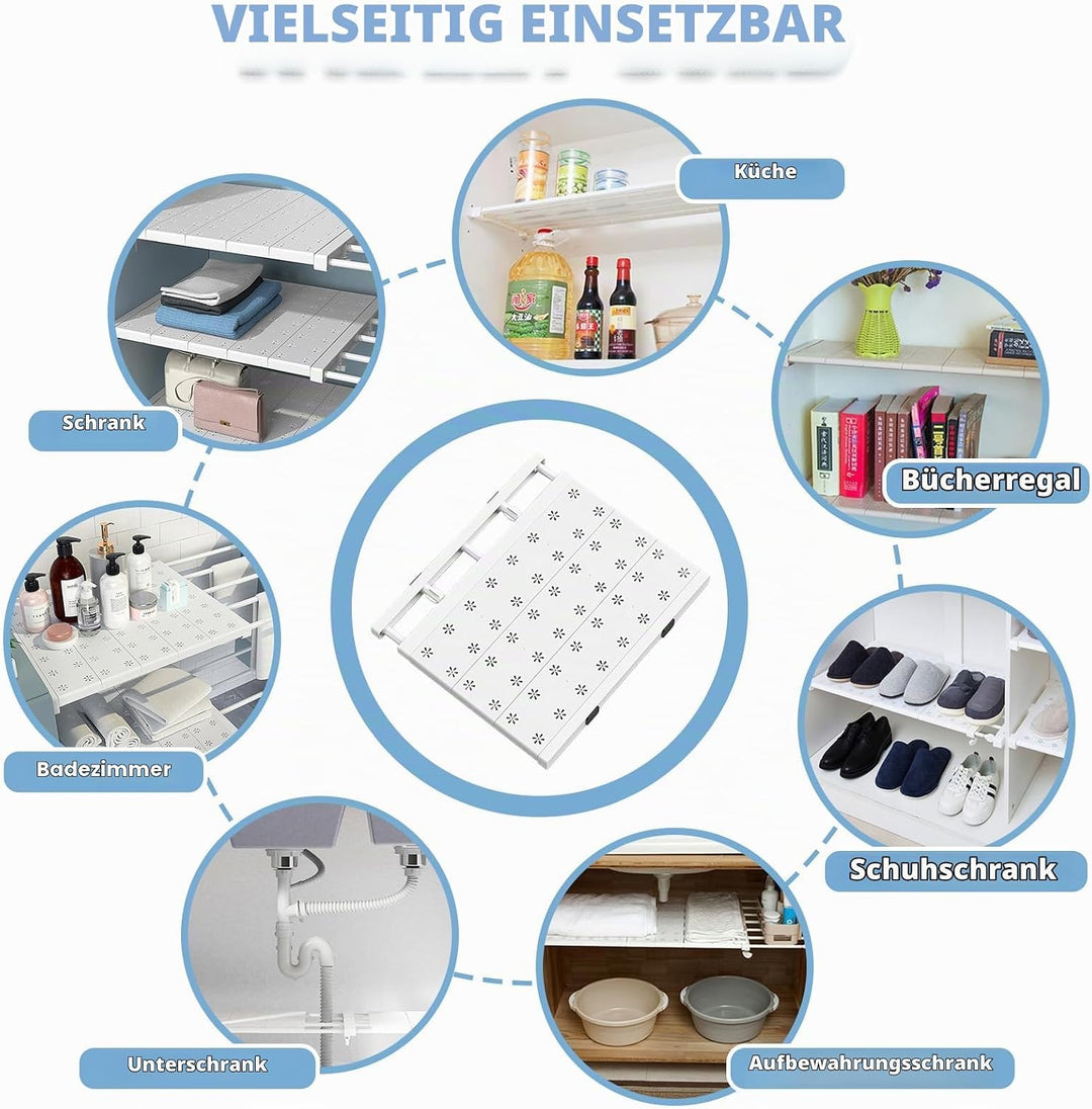 Einlegeböden Kleiderschrank, 38-60cm Verstellbare Regaleinsatz für Schrank, Regaltrenner, Teleskopre