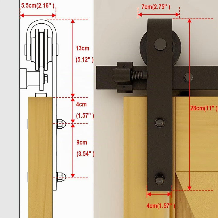 CCJH 6.6FT/200cm Schiebetürbeschlag Set Laufschienen für Schiebetür Hängeschiene Schiebetürsystem fü