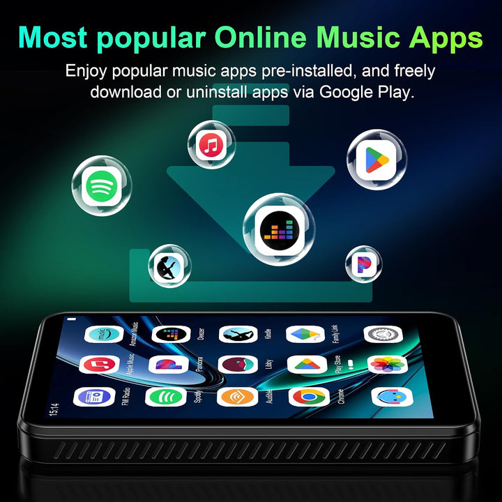 SWOFY D08 Android 13 MP3-Player, 4-Zoll-Touchscreen, Bluetooth &amp; WLAN, 32GB Speicher, kompatibel mit