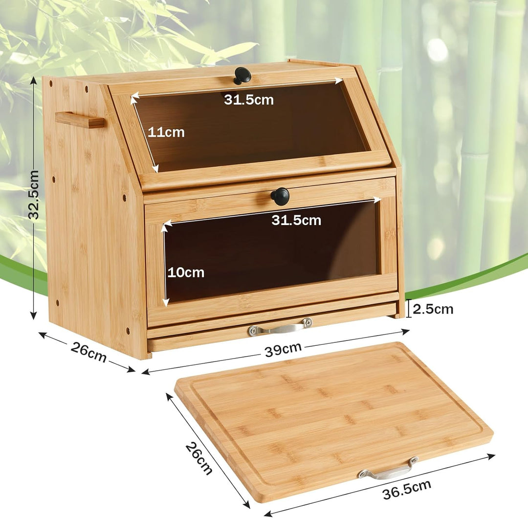 YOUDENOVA Brotkasten Bambus Eco Brotbox Brotkorb mit Schneidebrett Aufbewahrungsbox Küche Brotaufbew