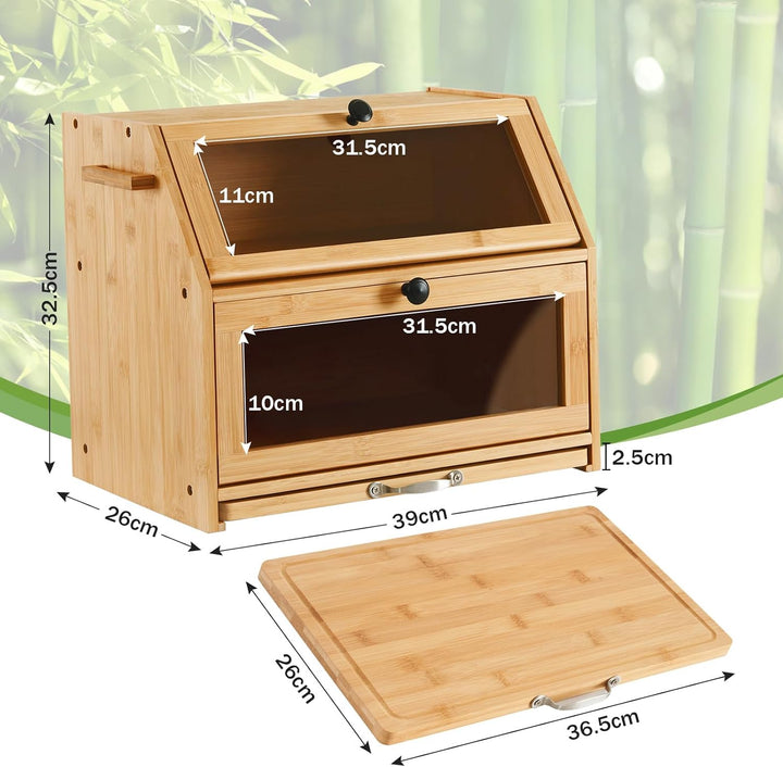 YOUDENOVA Brotkasten Bambus Eco Brotbox Brotkorb mit Schneidebrett Aufbewahrungsbox Küche Brotaufbew
