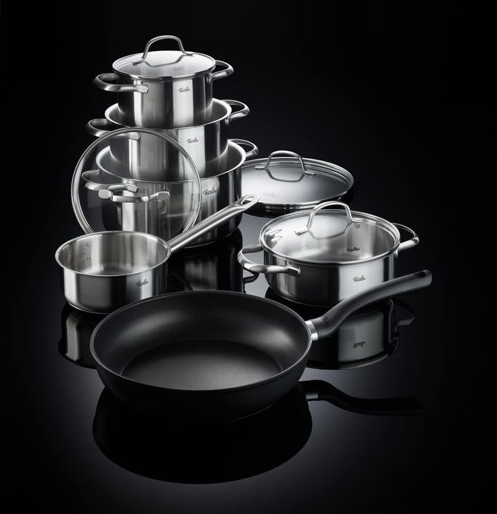 Fissler San Francisco/Edelstahl-Topfset Induktion, 6-teilig, Töpfe mit Glas-Deckel (3 Kochtöpfe, 1 B