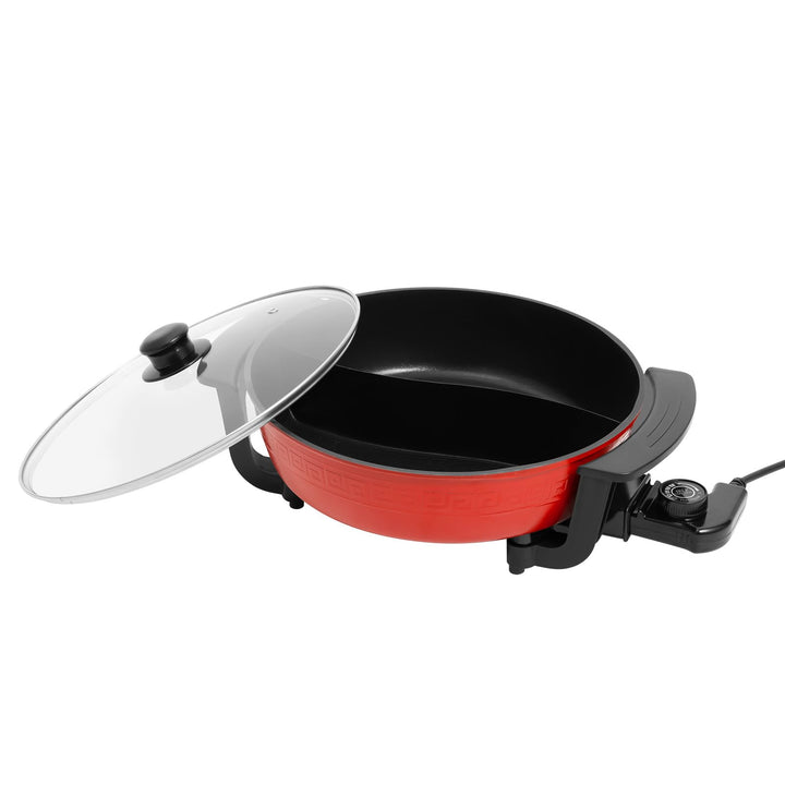 1300W Hot Pot Elektrisch, Elektrischer Topf mit Glasdeckel 6L Doppelseitig Hotpot
