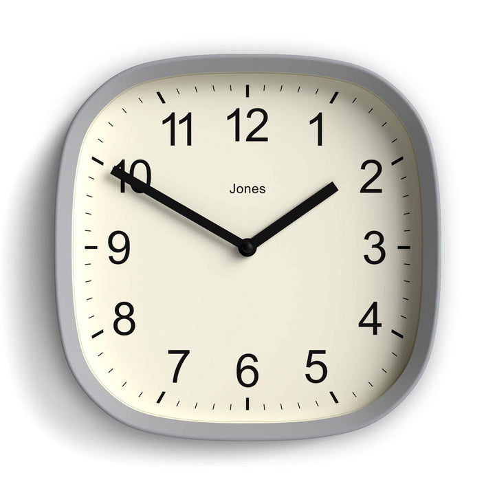 JONES CLOCKS Quadratische Retro-Wanduhr aus hochwertigem Acryl, Sprite&