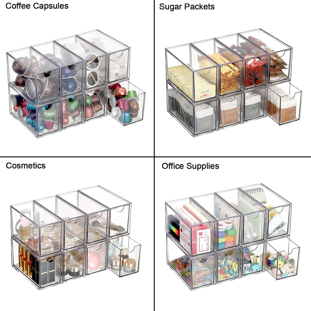8er Acryl Teebeutel Organizer Durchsichtig Teebox mit Schubladen
