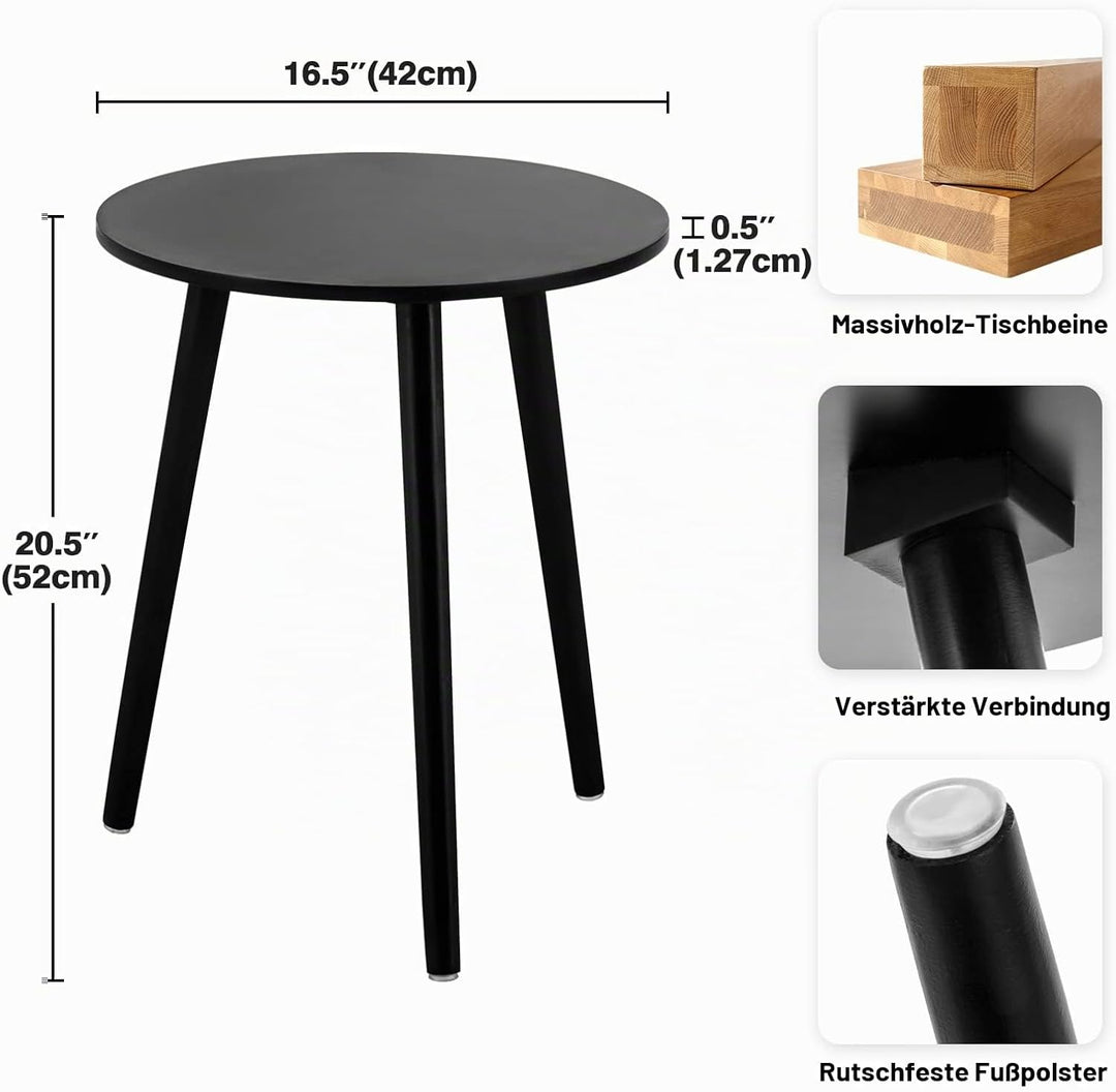 YOUDENOVA Beistelltische Holz, Couchtisch rund, Ø42x52cm, Wohnzimmertisch, Nachttisch mit Tablett, S