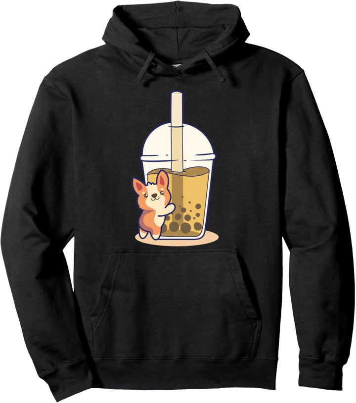 Corgi I Bubble Tea I Boba Tea I Kawaii Welsh Corgi Pullover Hoodie