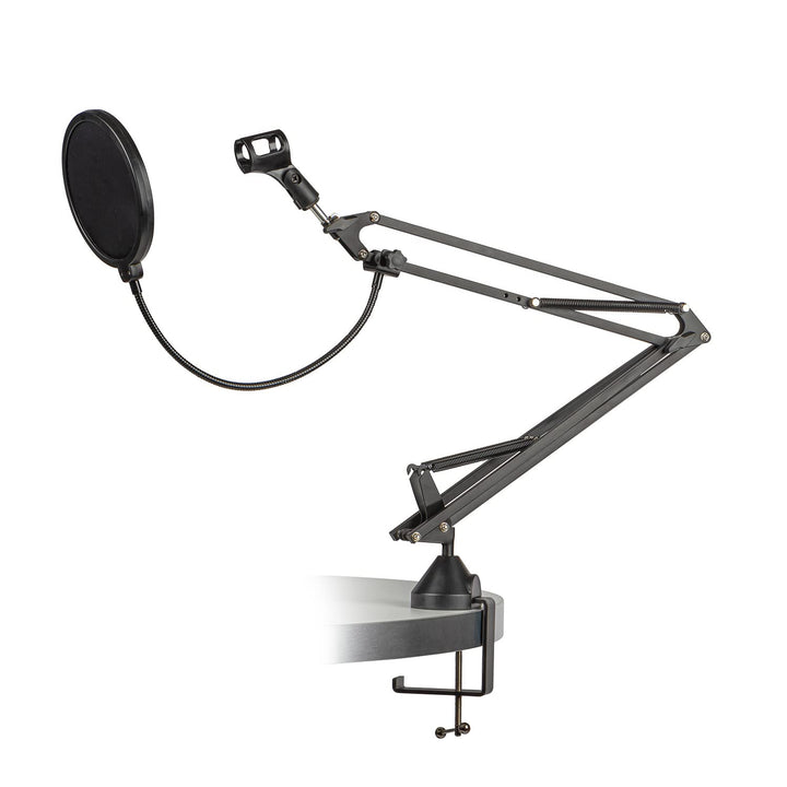 Walimex pro Mikrofon Arm mit 3/8" bis 5/8" Adapter, einstellbare Mikrofon Halterung mit Pop Schutz,