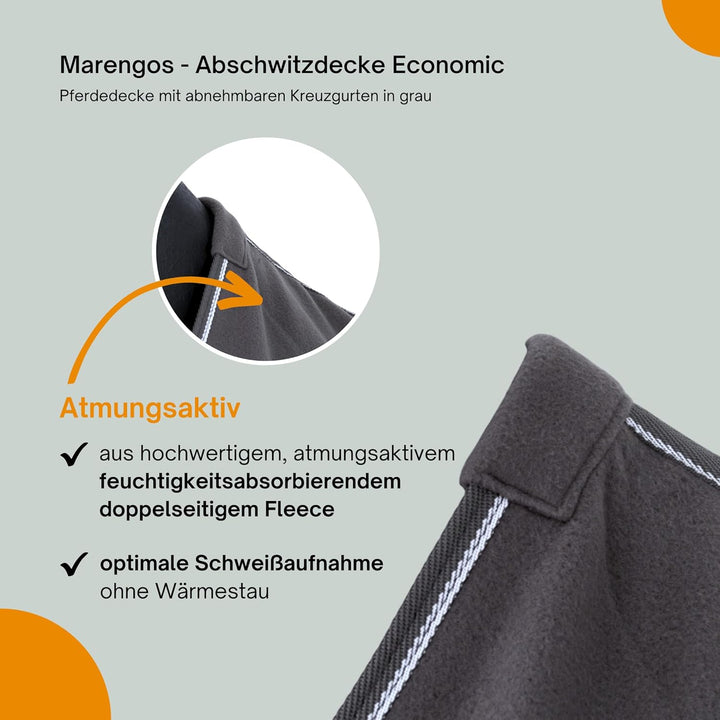 Marengos - Abschwitzdecke Economic mit abnehmbarem Kreuzgurt fürs Pferd ist atmungsaktiv Fleecedecke