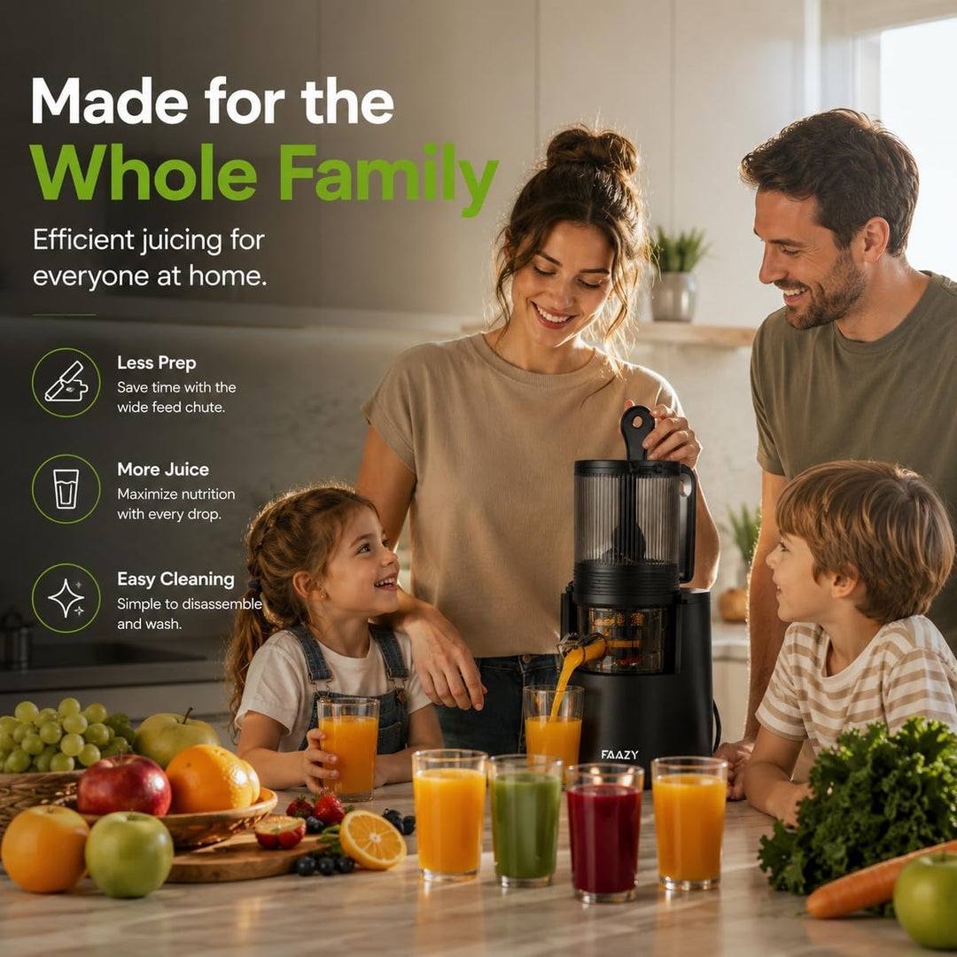 Entsafter Slow Juicer mit 130mm extra grossem Einfüllschacht - Saftpresse für ganzes Obst und Gemüse