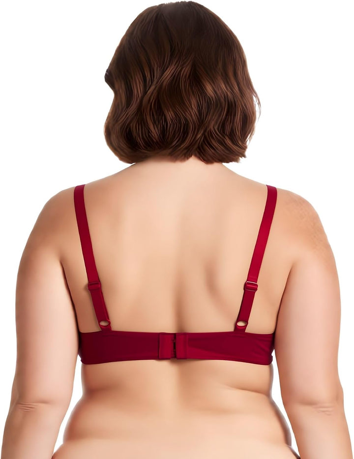 Curve Muse Damen Übergrösse +1,5 Tassen Bügel Spitzen-BHS 105B Schwarz,rot(2er Pack), 105B Schwarz,r